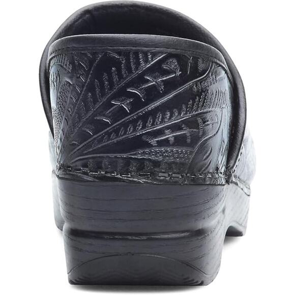 Dansko Black Leather Women's 9/EU 40 Professional Tooled Floral Embossed Clog - Picture 7 of 9